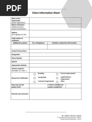 Client Information Sheet 
