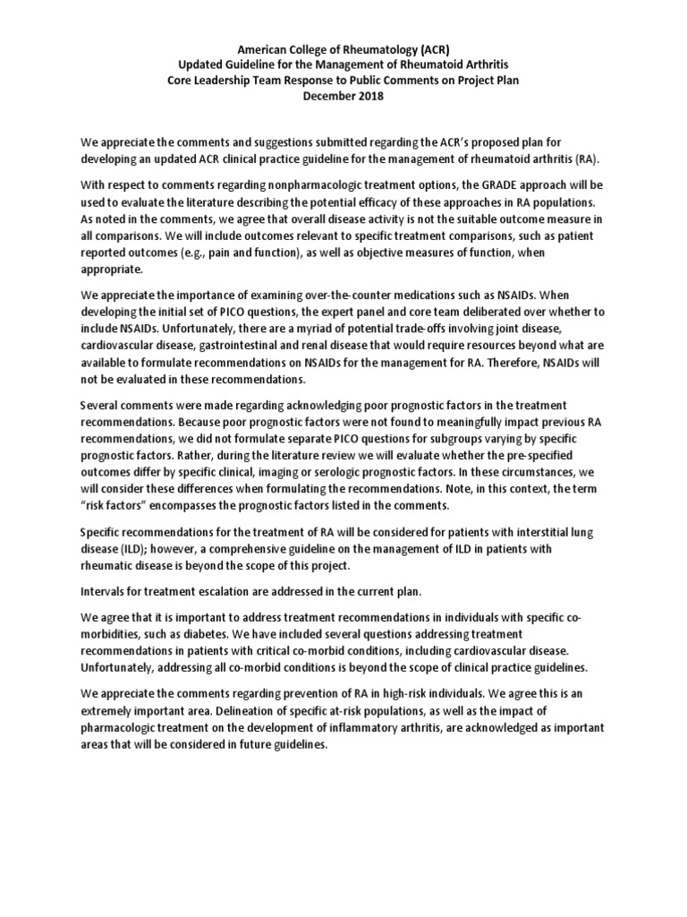 ACR Updated Guidelines for Rheumatoid Arthritis | PDF | Arthritis ...