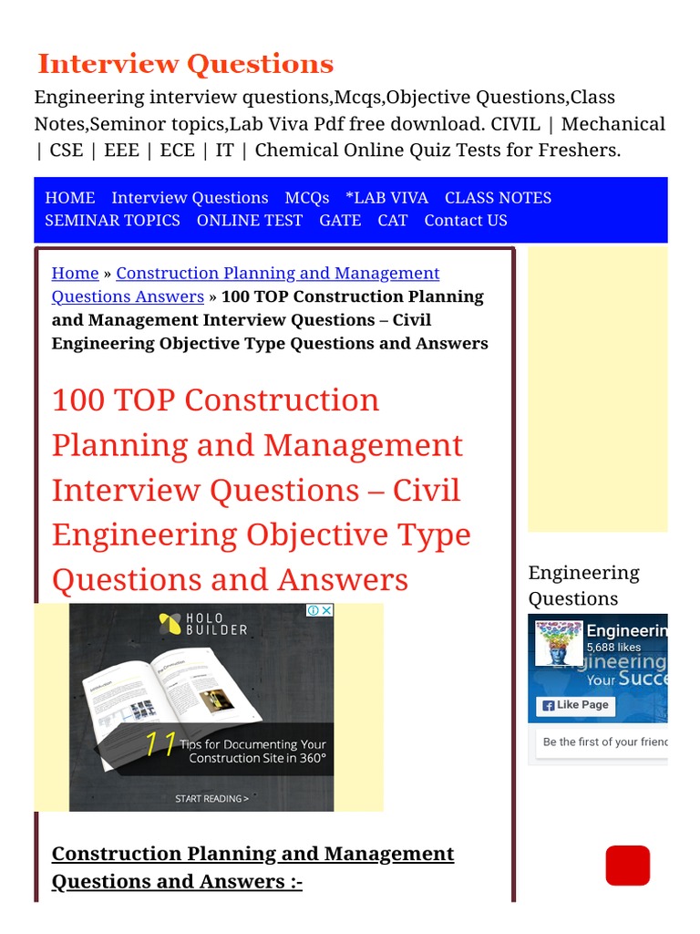 100 Top Construction Planning and Management Mcqs | PDF | Interest ...