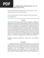 Challenges To Implementation of The Pharmaceutical Care Practice in Davao City.