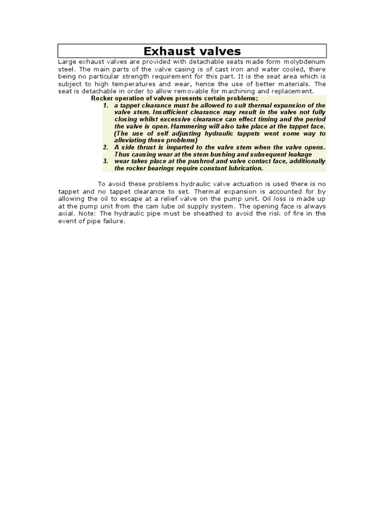 Exhaust Valves Rocker Operation of Valves Presents Certain Problems