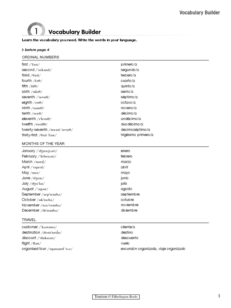 Vocabulary Builder PDF | PDF | Transporte | Hotel y alojamiento