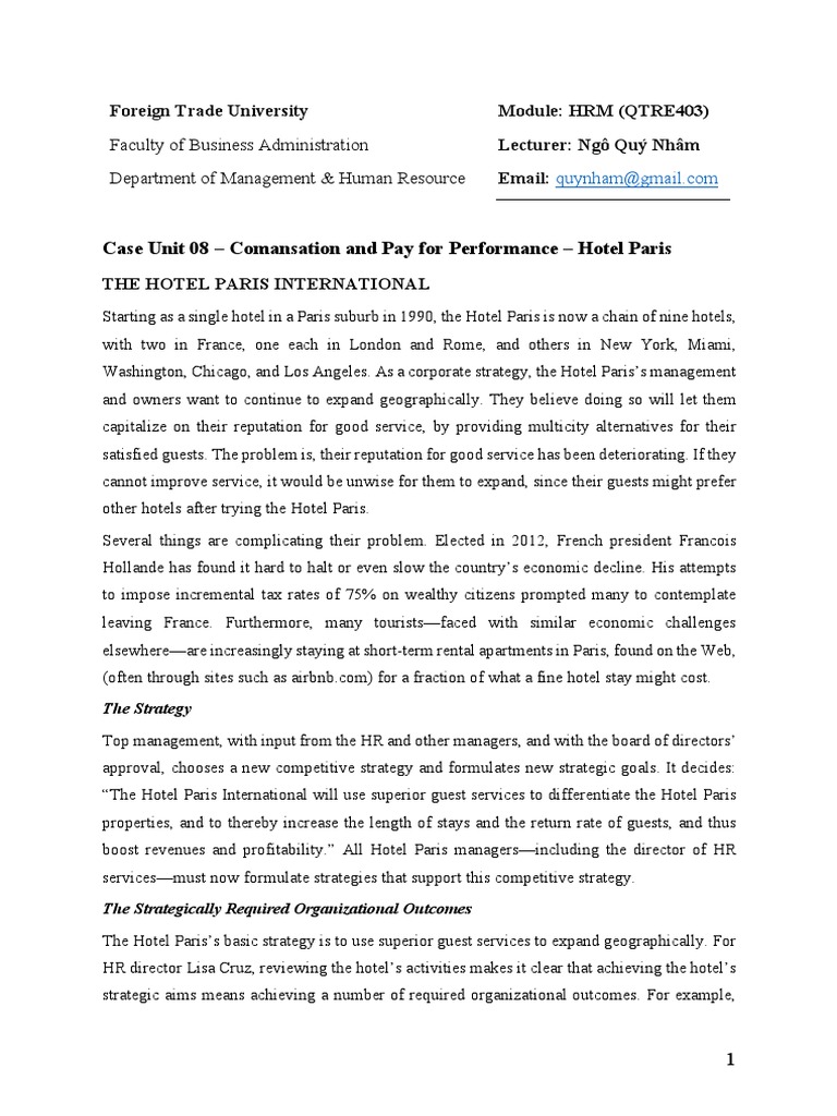 Case Unit 08 E28093 Compensation and Pay For Performance Paris Hotel(00)