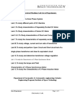 Electrical Machines Lab List of Experiments: Lab 11.to Study The Characteristics of 3 Phase Synchronous Motor