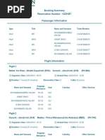 Booking Summary Reservation Number: V3ZKM7 Passenger Information