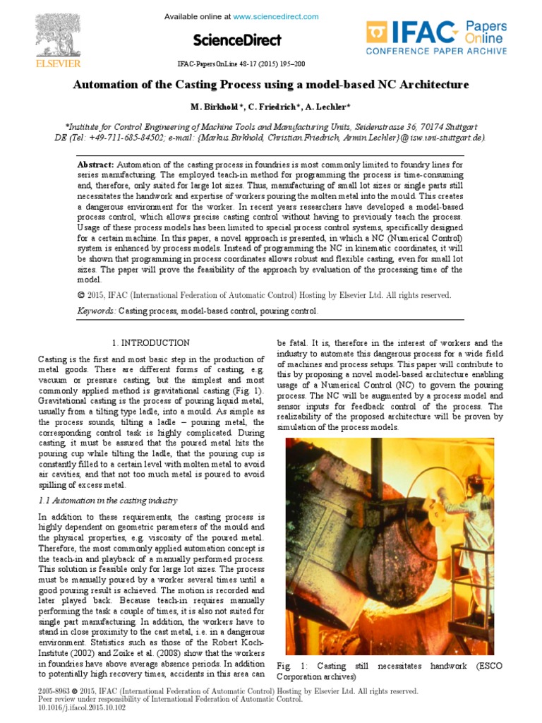 Sciencedirect Sciencedirect | PDF | Foundry | Automation
