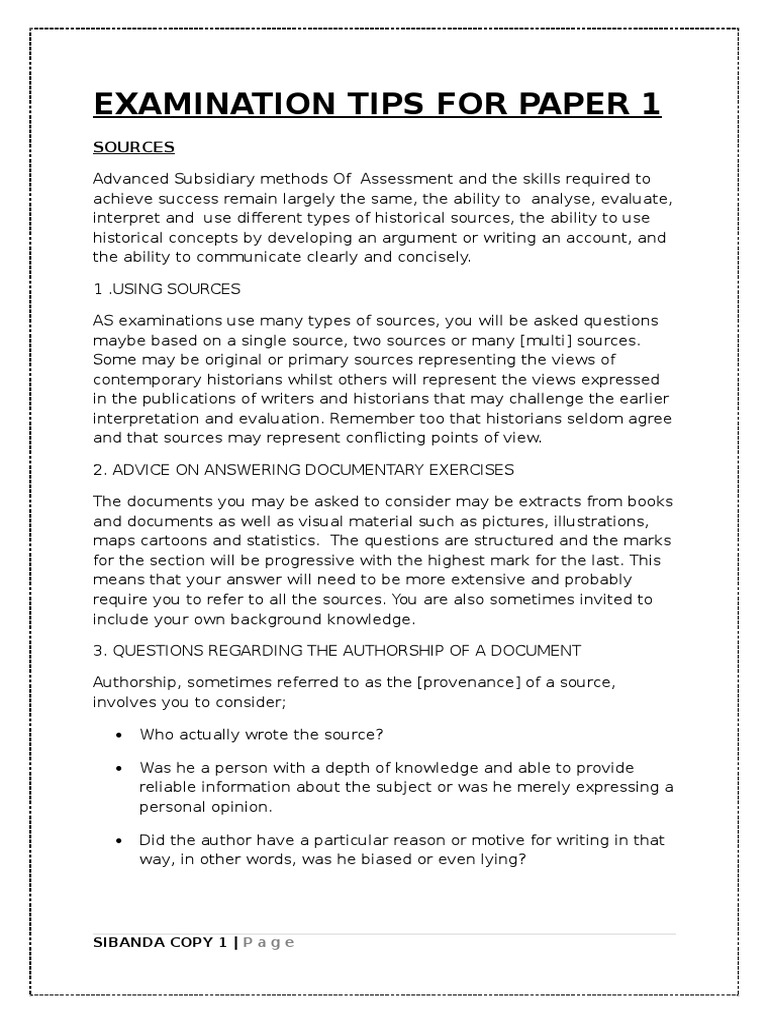 Examination Tips On Paper 1 & 2 | PDF | Bias | Test (Assessment)