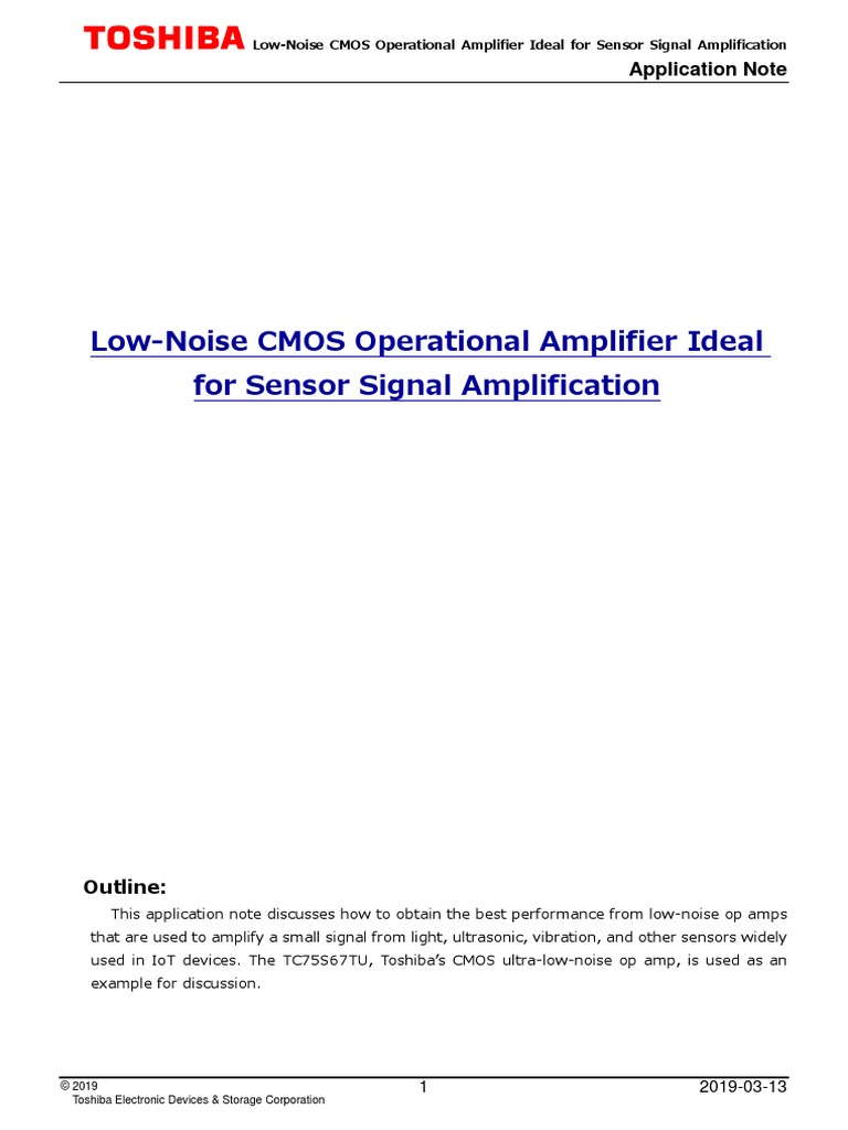 Low-Noise CMOS Operational Amplifier Ideal For Sensor Signal ...