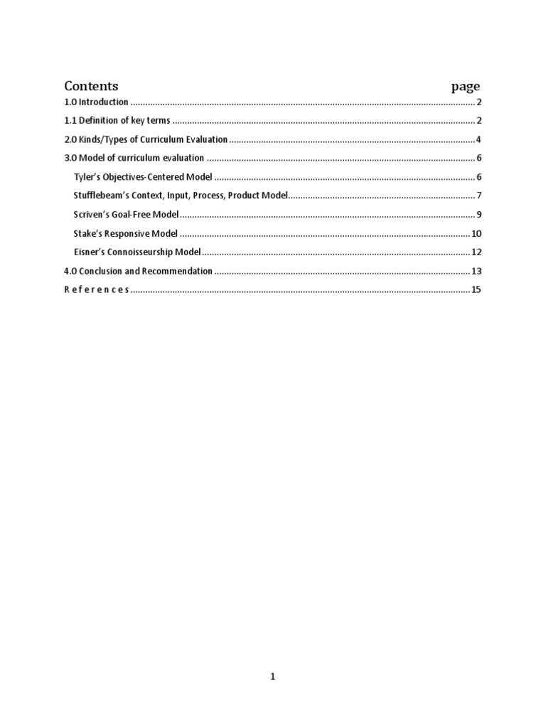 Curriculum Evaluation Models | PDF | Evaluation | Educational Assessment