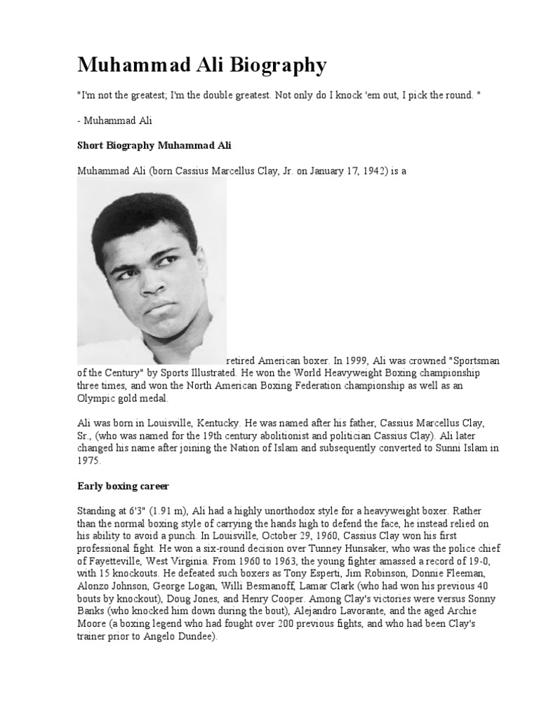Muhammad Ali Biography Muhammad Ali Middleweight