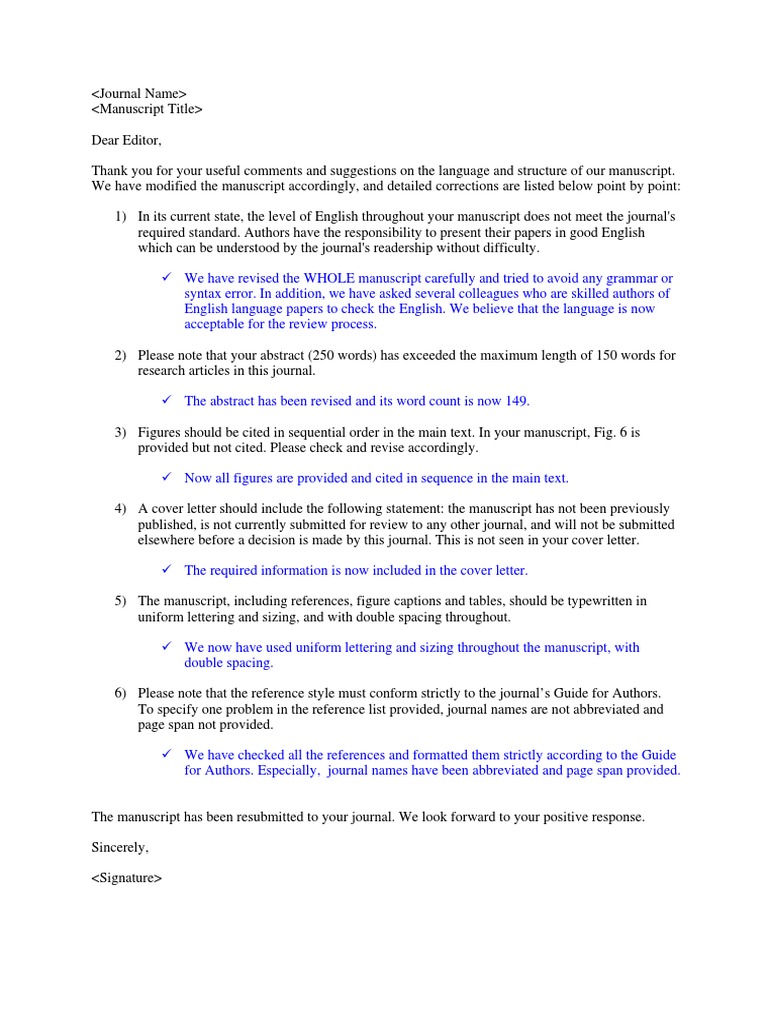 Revision Response to Technical Check | PDF | Manuscript | Academic ...