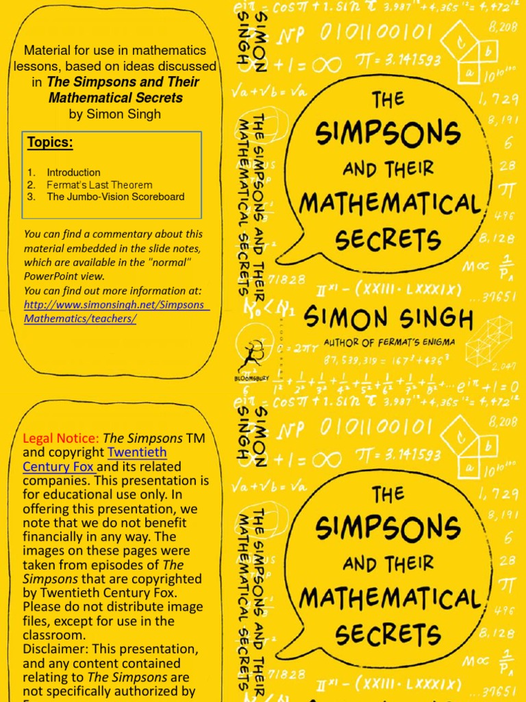 Simpsons And Futurama Mathematics For Schools Pdf The Simpsons Comedy