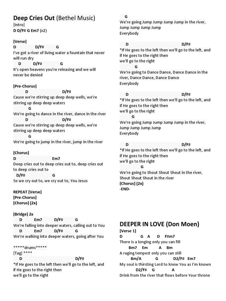 Deep Cries Out Song Structure