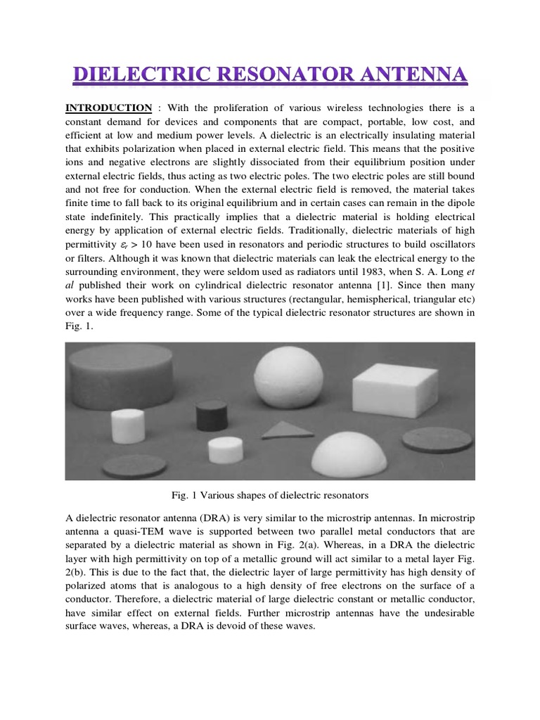 Dielectric Resonator Antenna | PDF | Dielectric | Antenna (Radio)