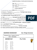 Possessive Pronouns: Grammar Worksheet