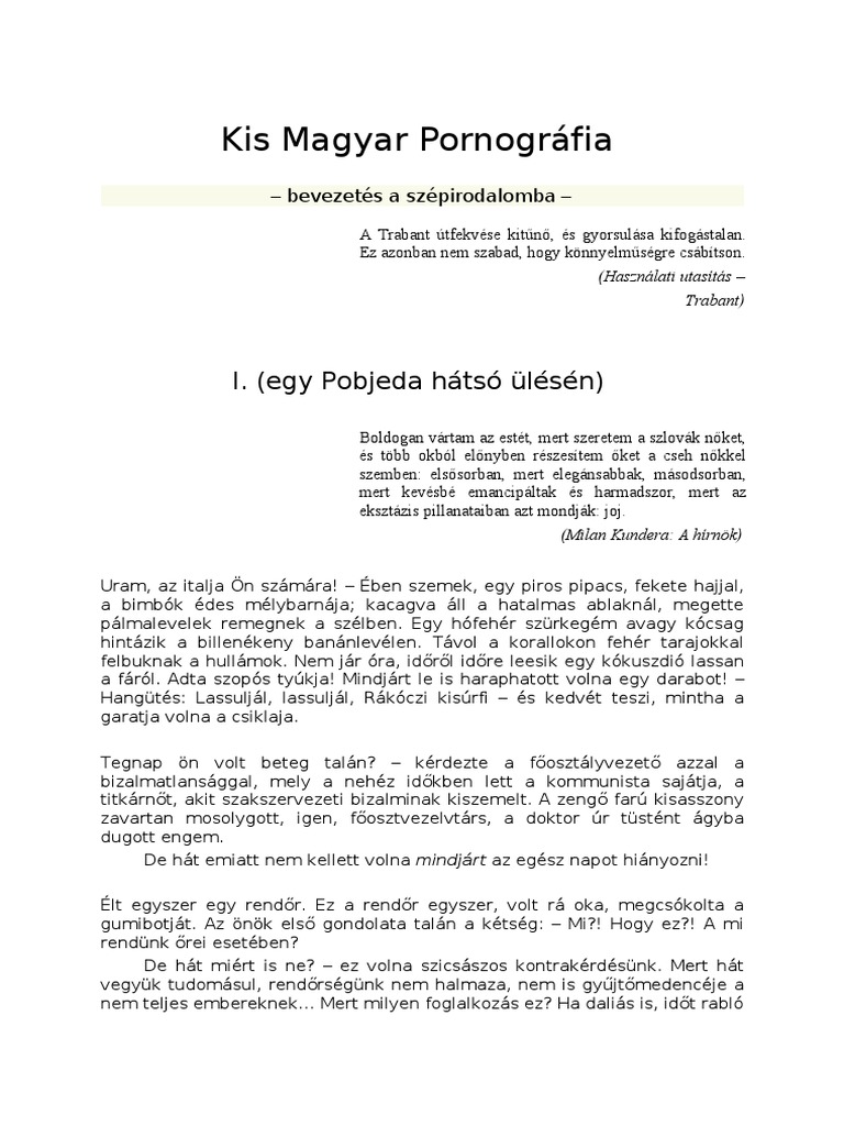 Esterhazy Kis Magyar Pornografia | PDF