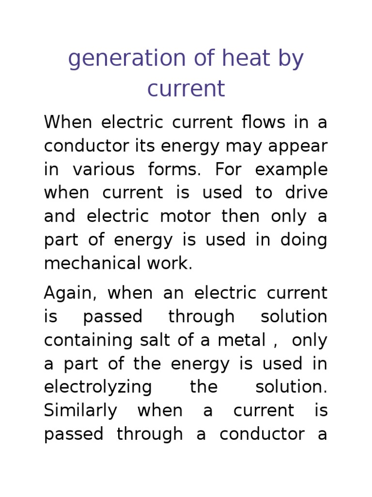 Heat Generation from Electric Current | PDF