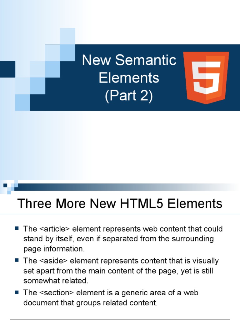 New Semantic Elements (Part 2) | PDF | Html5 | Page Layout