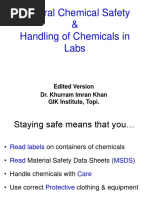 General Chemical Safety & Handling of Chemicals in Labs: Edited Version Dr. Khurram Imran Khan GIK Institute, Topi