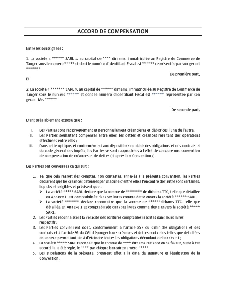 Accord de Compensation de Créances | PDF | Gouvernement | Finance (Général)
