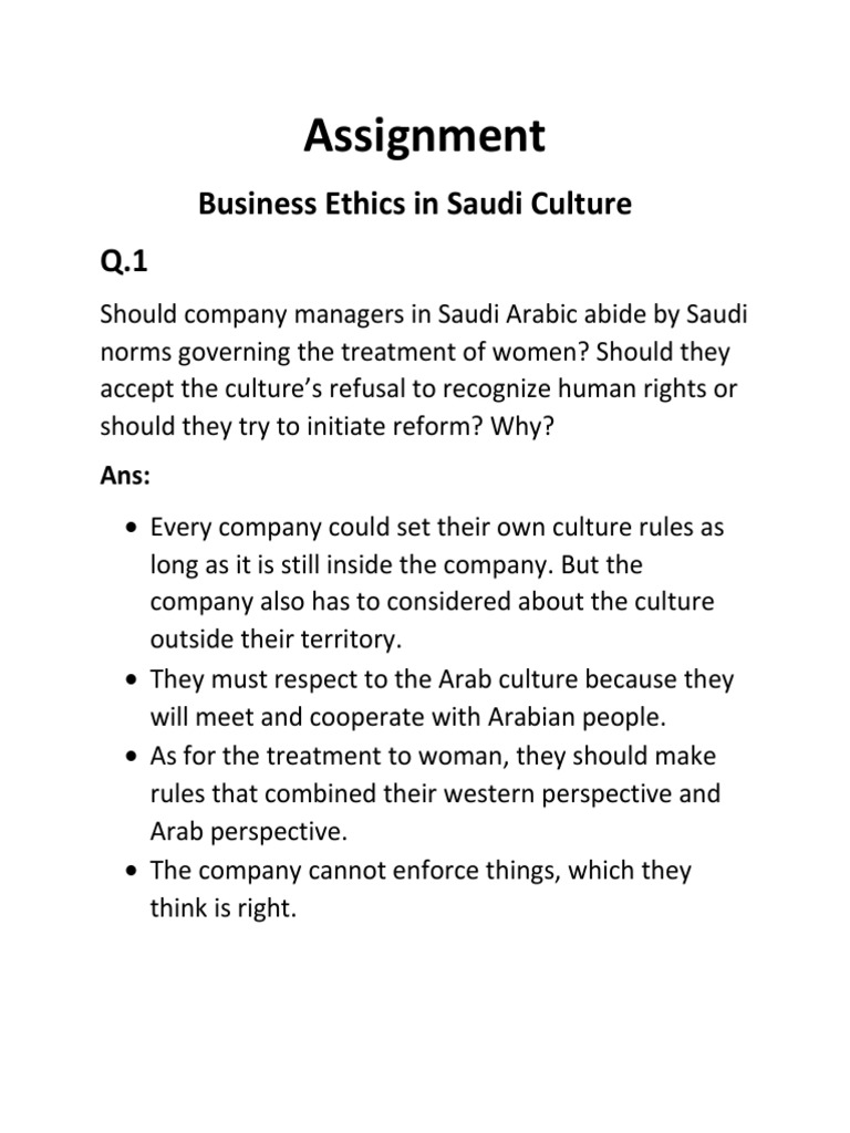 Business Ethics In Saudi Culture Pdf