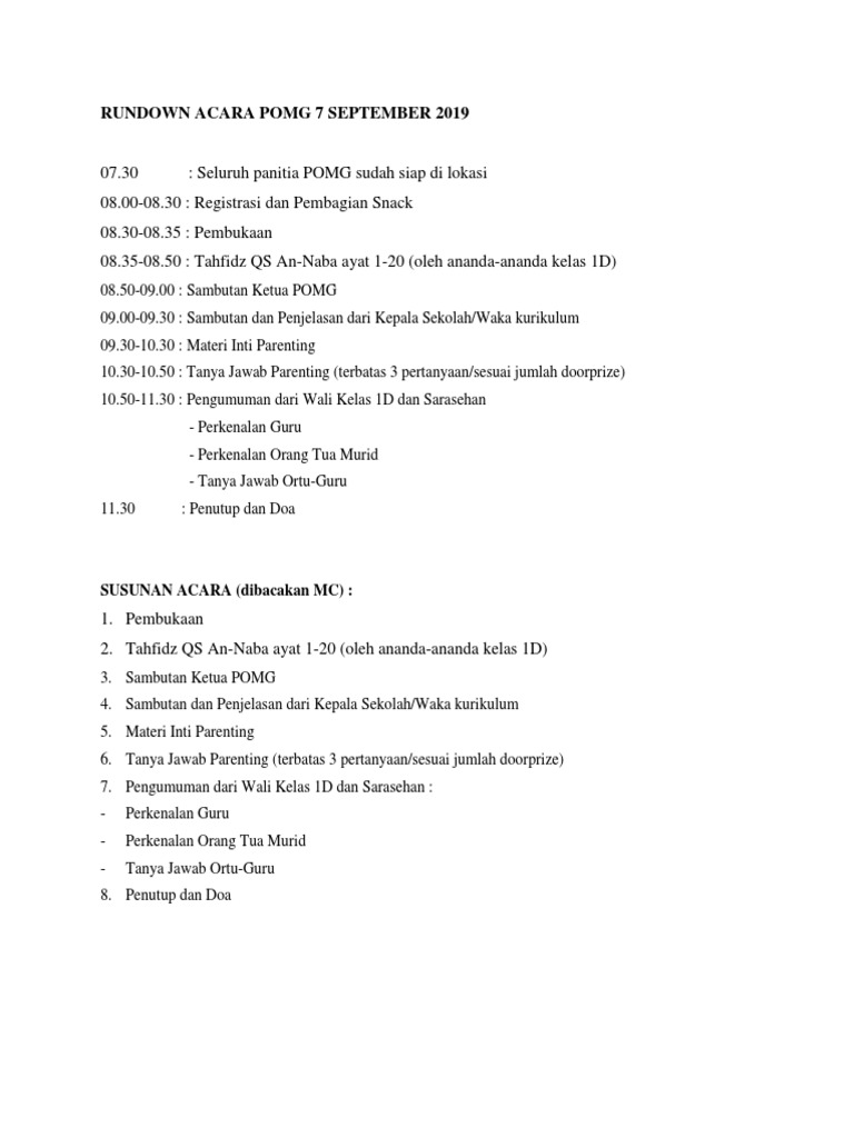 Rundown | PDF | Sains & Matematika