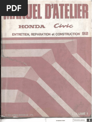 Manuel D Atelier Honda Civic 92