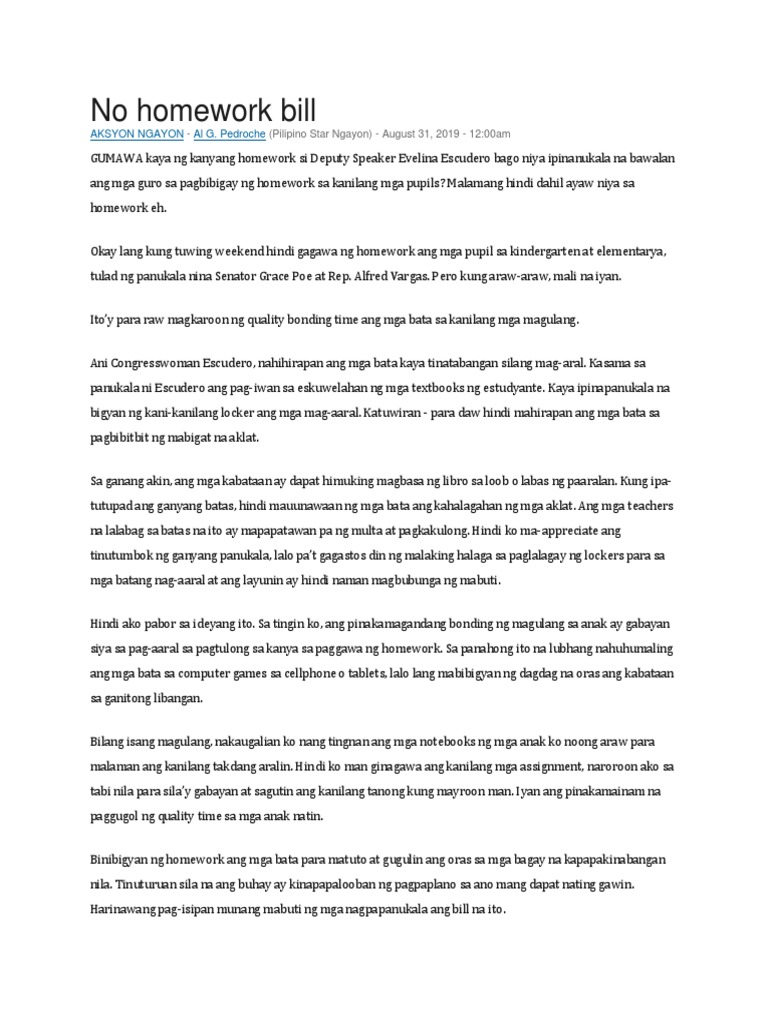 No Homework Bill | PDF