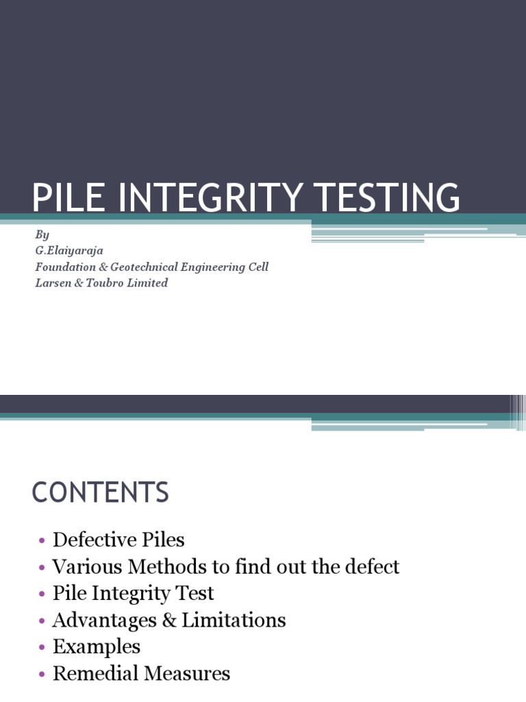 Pile Integrity Testing Overview | PDF | Deep Foundation | Solid Mechanics