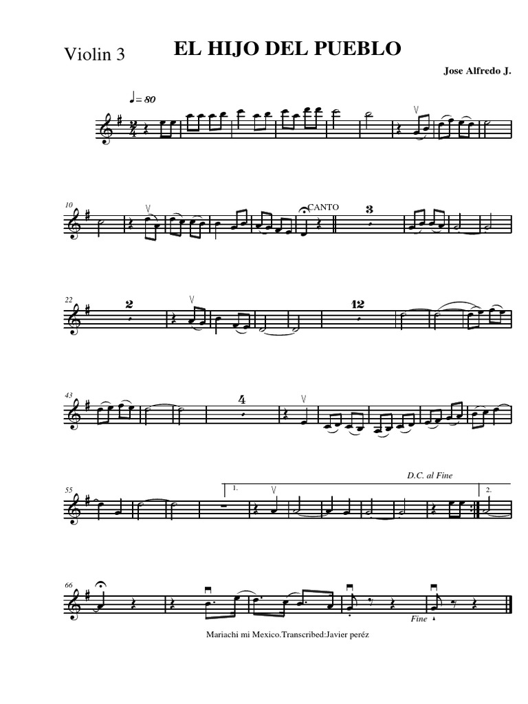 Finale 2006 El Hijo 007 Violin 3 Mus | PDF