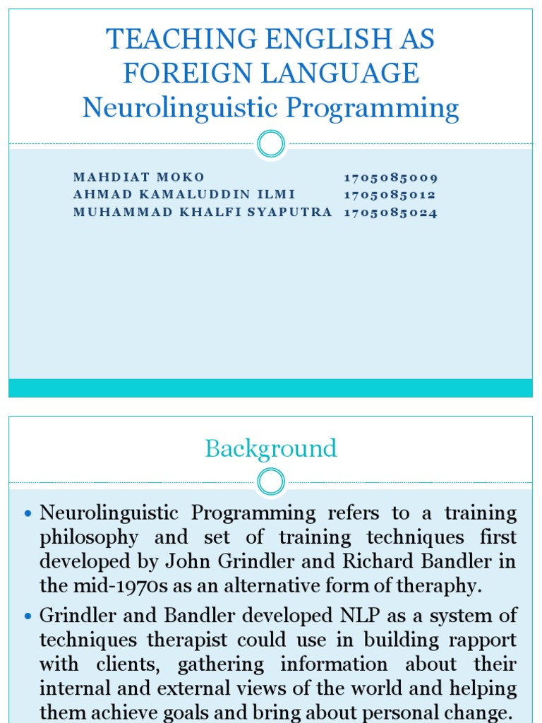 Neurolinguistic Programming in Language Teaching | PDF | Neuro ...