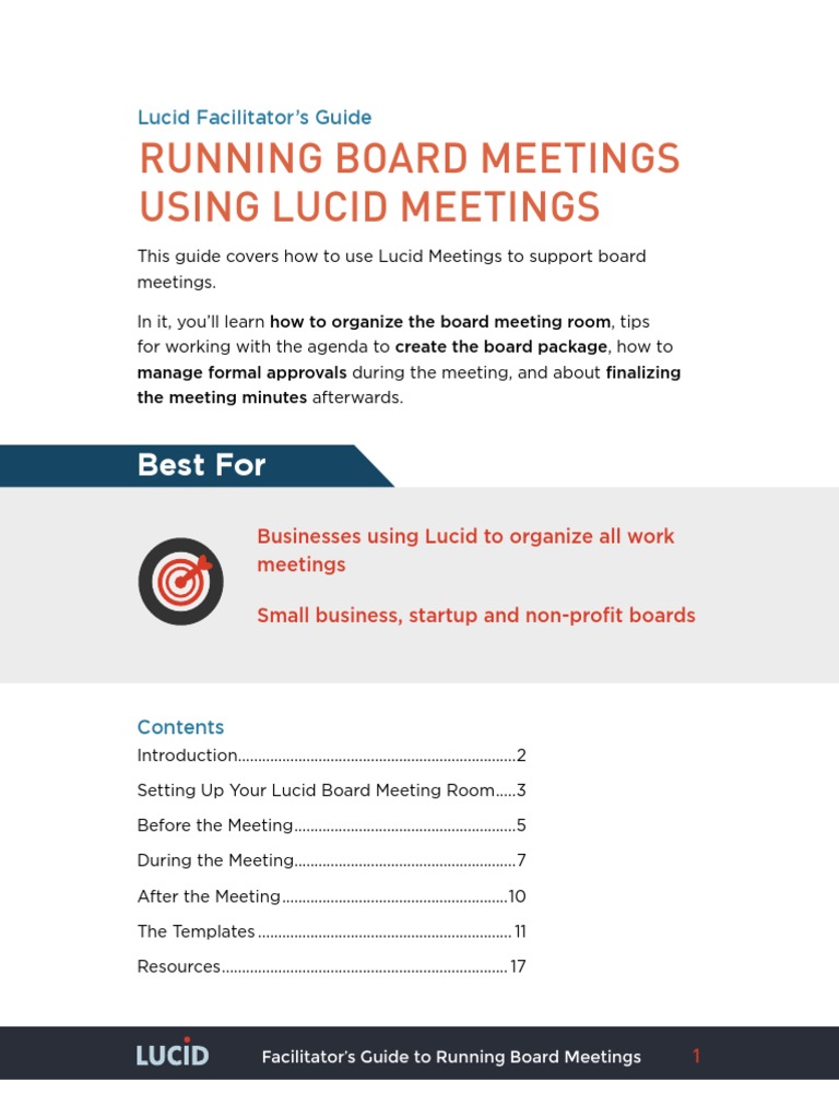 Running Board Meetings Using Lucid Meetings Best For PDF Board Of