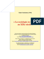 La Sociologie en France Au XIXe Siècle - Émile Durkheim