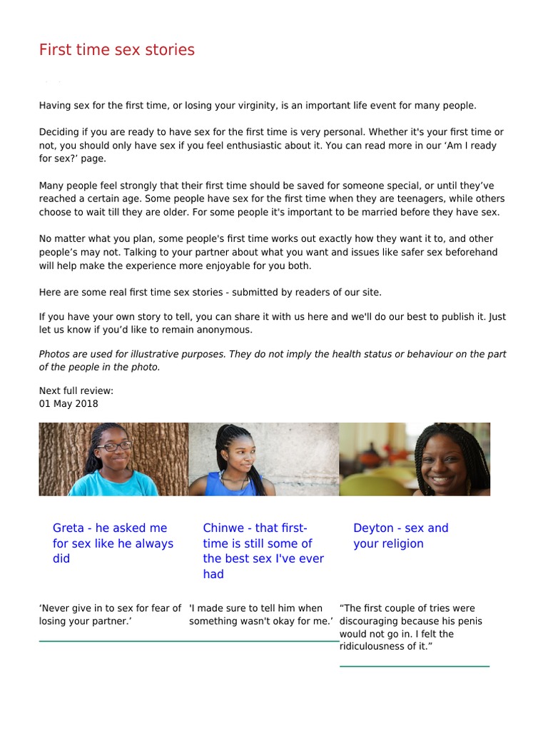 First Time Sex Stories | PDF | Sexual Intercourse | Sex