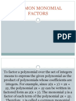 Common Monomial Factors