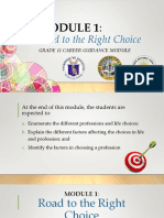 Road To The Right Choice: Grade 11 Career Guidance Module