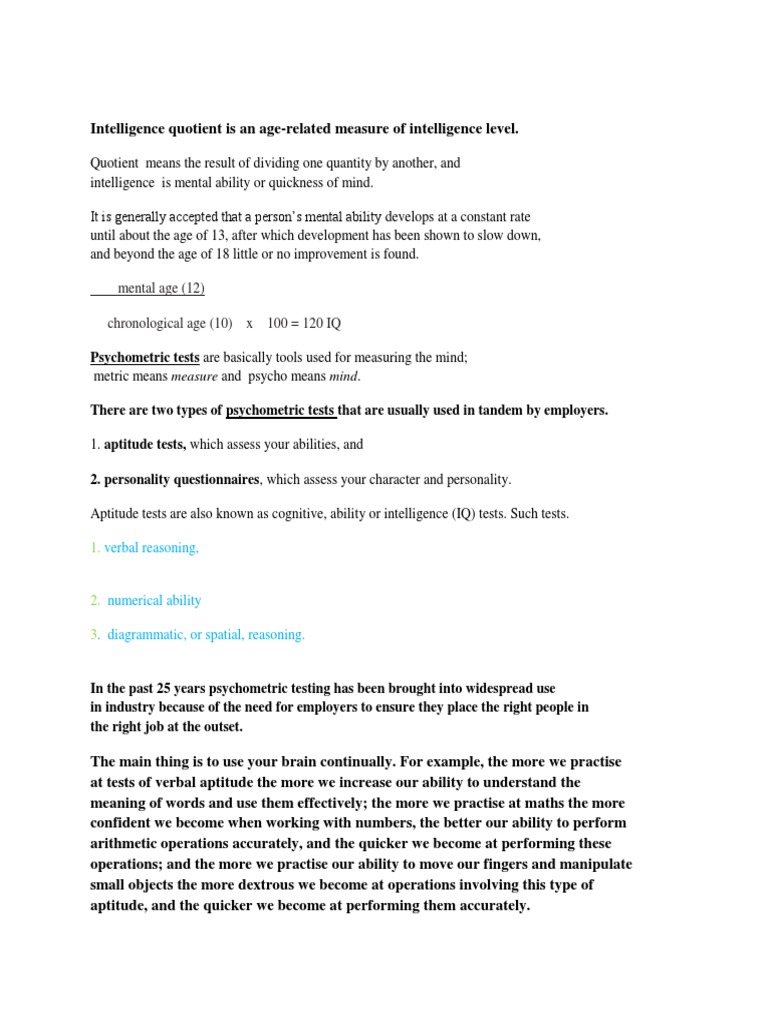 Mental Age (12) Chronological Age (10) X 100 120 IQ: Verbal Reasoning ...
