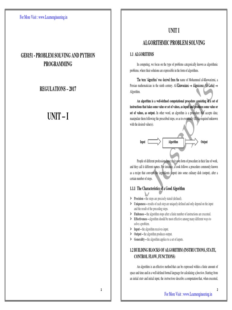 GE8151 - PROBLEM SOLVING AND PYTHON PROGRAMMING - by WWW ...