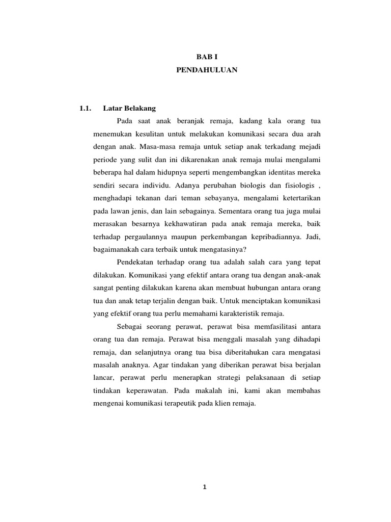 Komunikasi Terapeutik Pada Remaja