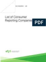 Consumer Financial Protection Bureau: Consumer Reporting Companies List