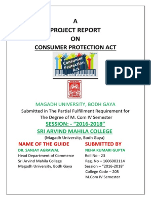 A Project Report ON: Consumer Protection Act | PDF | Data Analysis |  Business