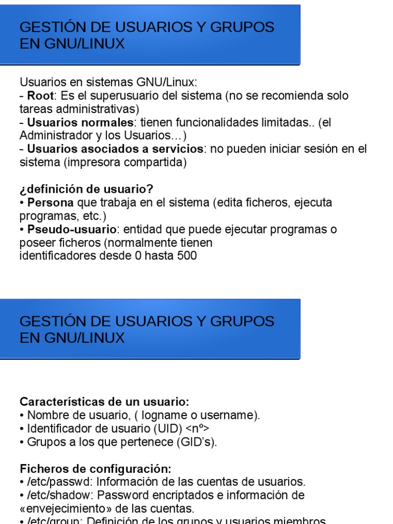 Gestión de Usuarios y Grupos en Linux | PDF | Archivo de computadora ...