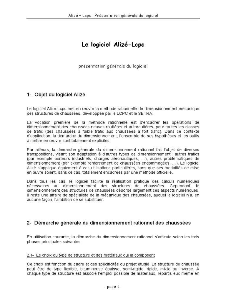 Présentation du logiciel Alizé-LCPC | PDF | Fatigue (matériau ...