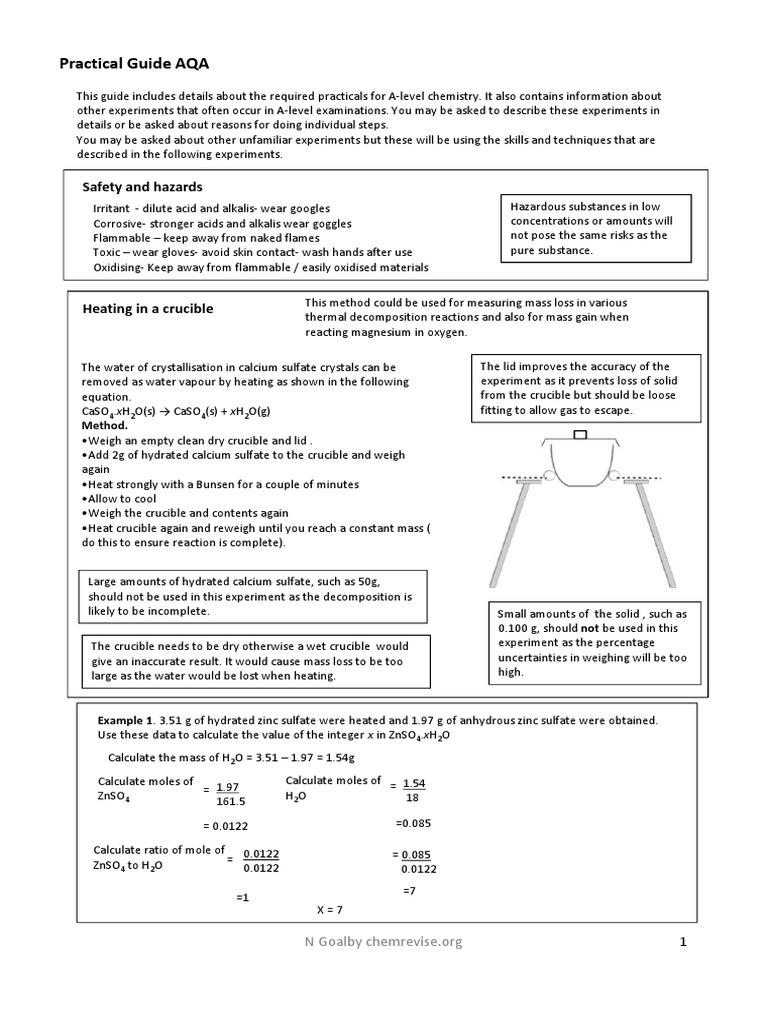 Practical Guide AQA | PDF | Titration | Chemistry