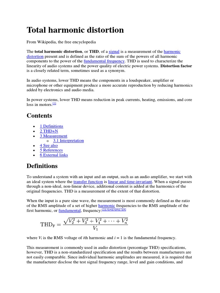 Total Harmonic Distortion Explained | PDF | Distortion | Electronics