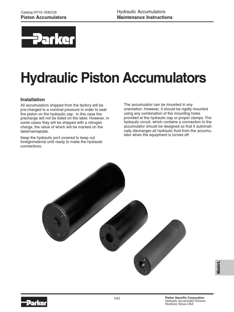 V61342 Parker Piston Accumulators PDF Valve Piston