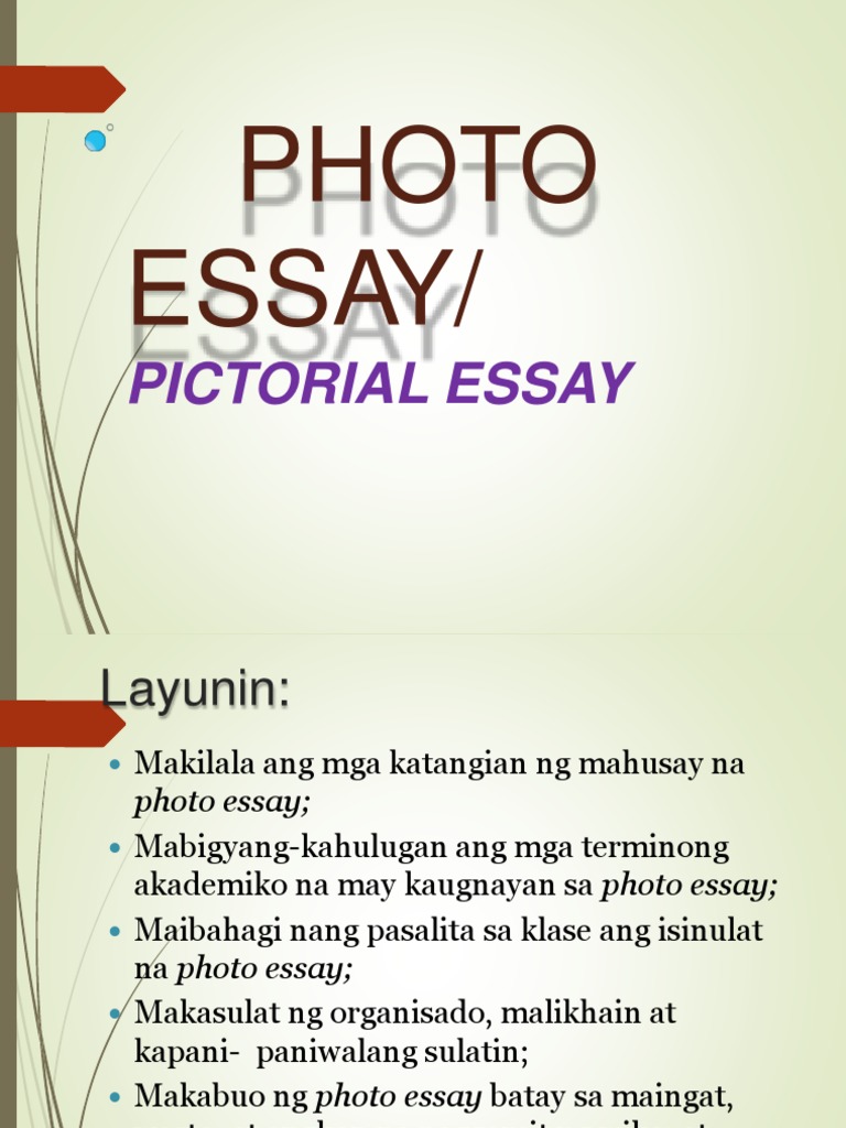 mga kahulugan ng photo essay