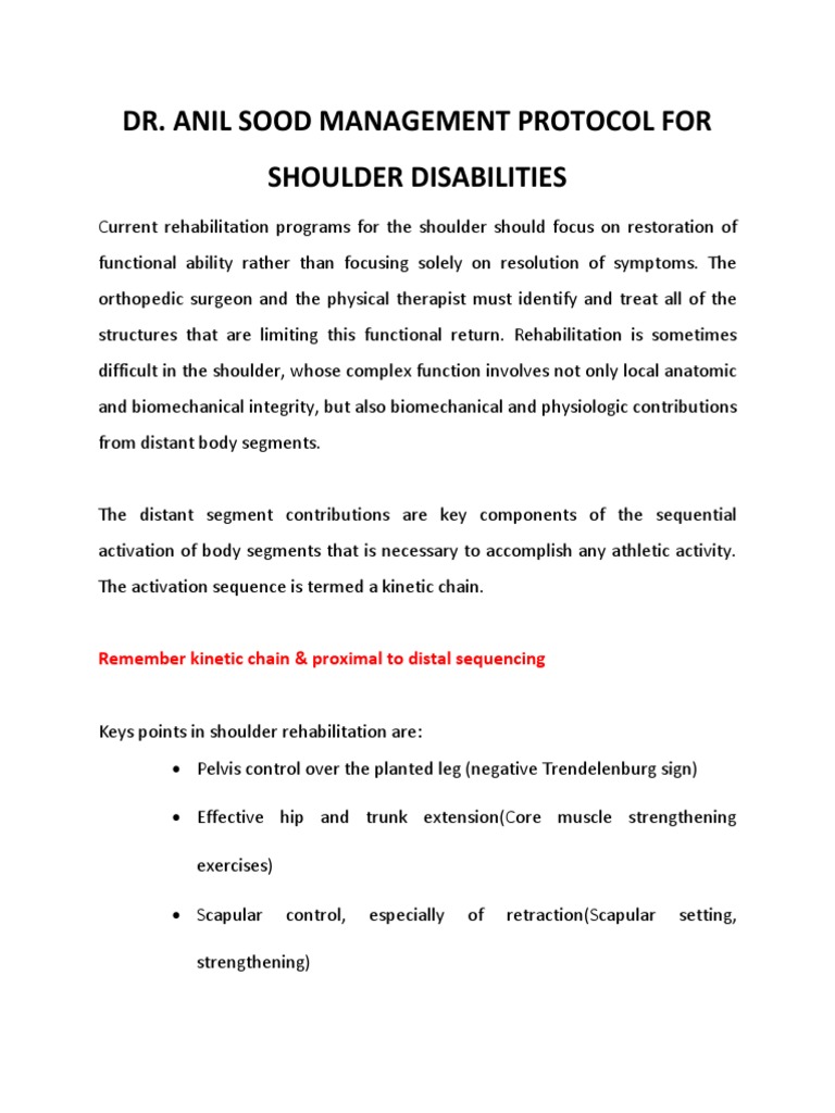 Shoulder Rehabilitation Protocol Guide | PDF | Anatomical Terms Of ...