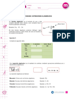 Expresiones algebraicas: términos, coeficientes y factores literales