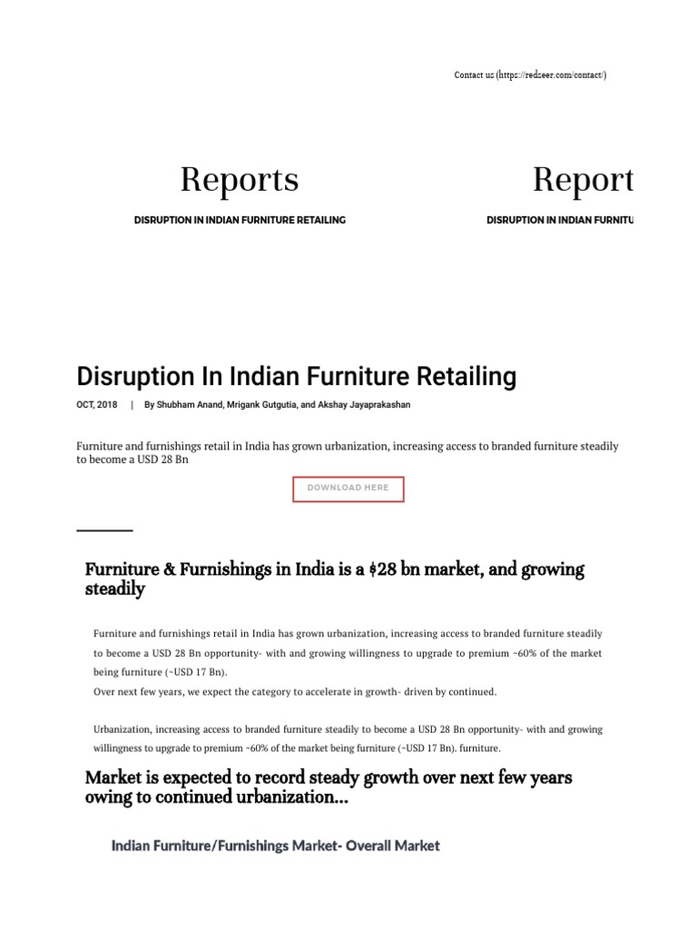 Online Furniture Market Share - RedSeer | PDF | Online Shopping | Retail